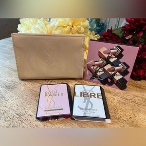 Yves Saint Laurent Nude Pouch with Perfume and Lipstick Samples